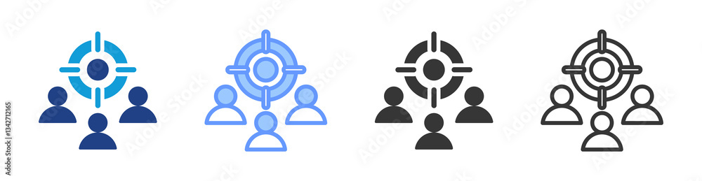 Target Audience icon set multiple style collection Target Audience icon set multiple style collection