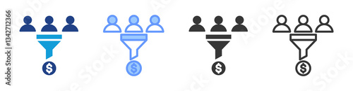 Sales Funnel icon set multiple style collection