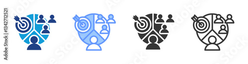 Demographic Targeting icon set multiple style collection