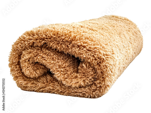 A cozy, rolled-up fluffy blanket ideal for warmth and comfort in any home setting, perfect for relaxation and leisure.