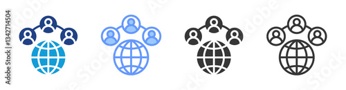 Networking icon set multiple style collection