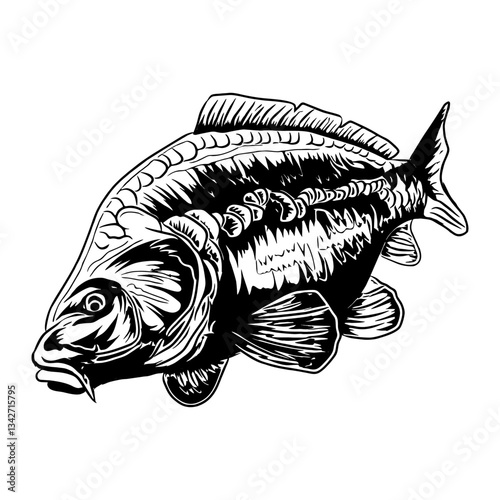 carp fishing illustration logo vector image t shirt
