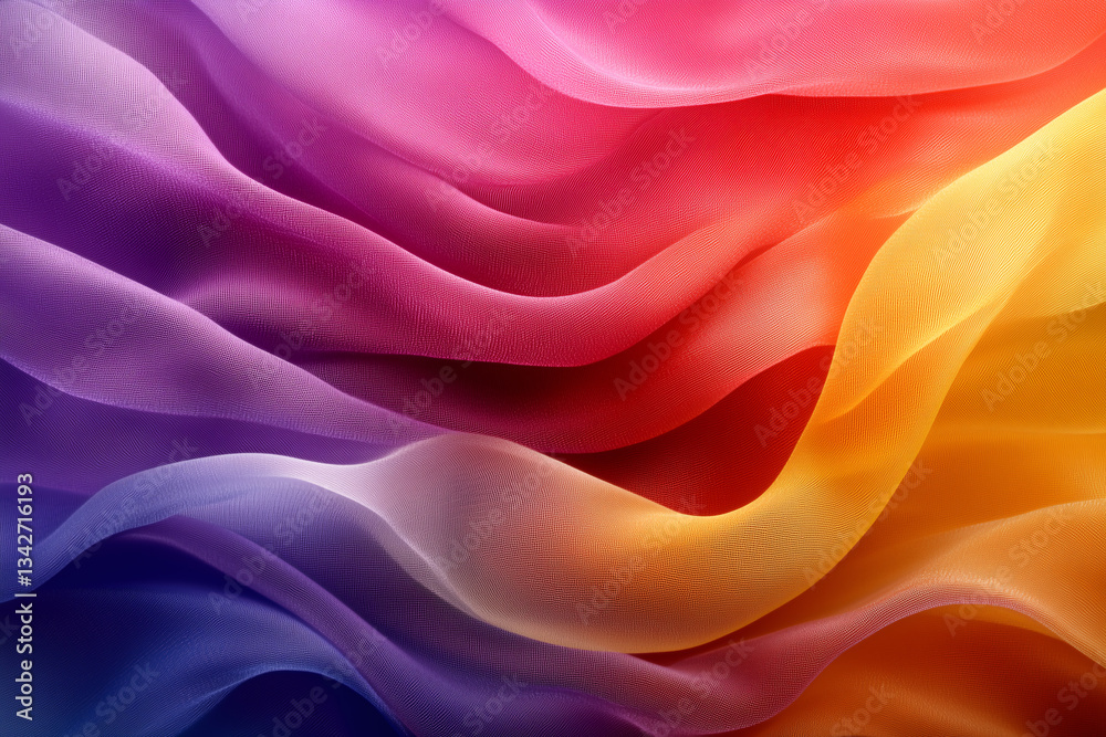 Obraz premium silk fabric background with wave wallpaper style, light colors, red, yellow and violet colors