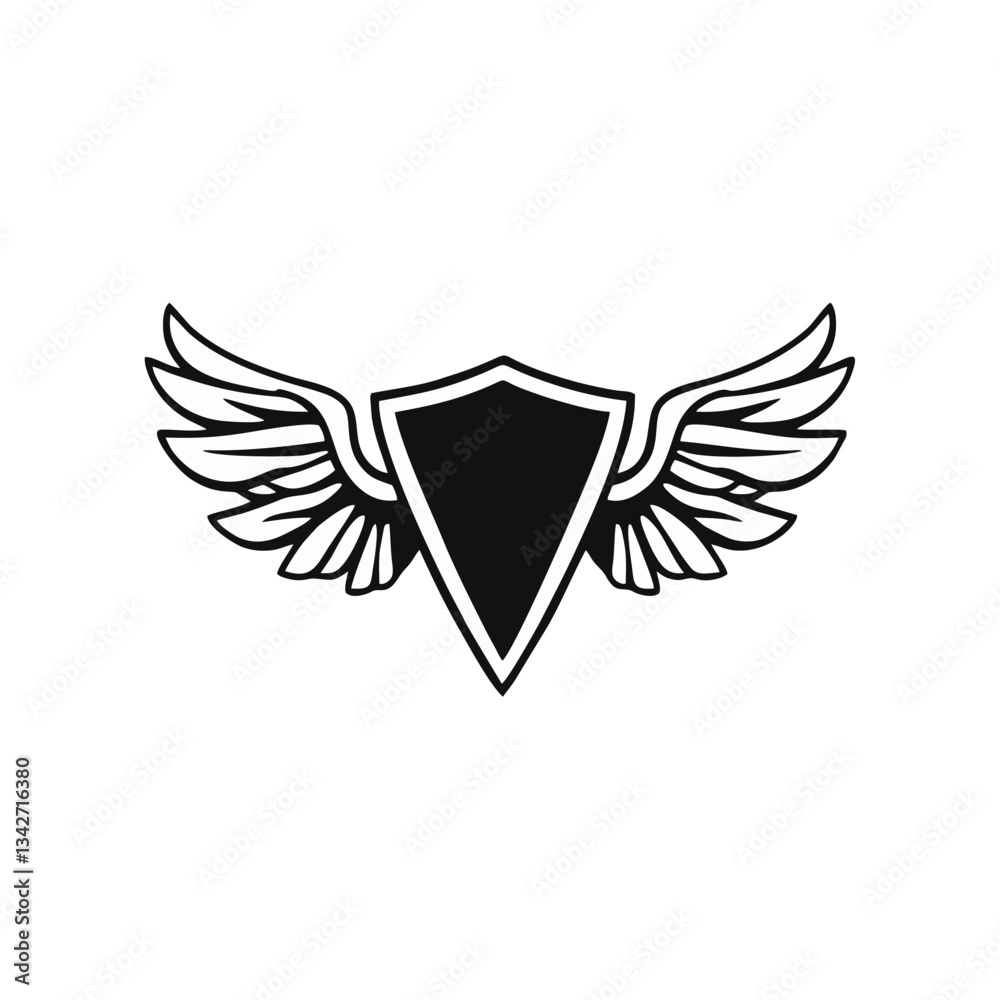 Fototapeta premium Winged shield black template