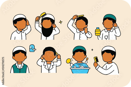 Guide to Proper Hair Washing and Styling for muslim  boy Illustrated