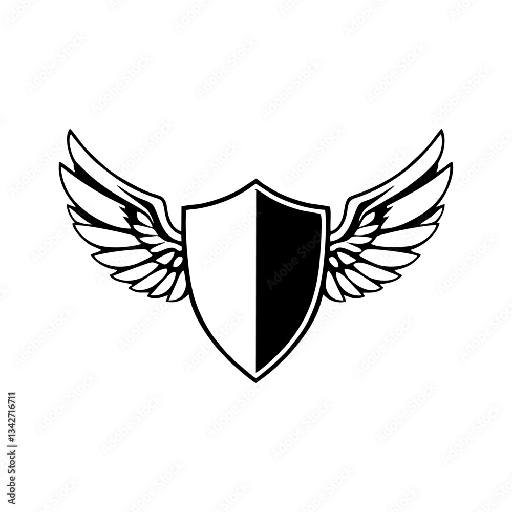 Winged shield black template Winged shield black template