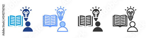 Learning icon set multiple style collection