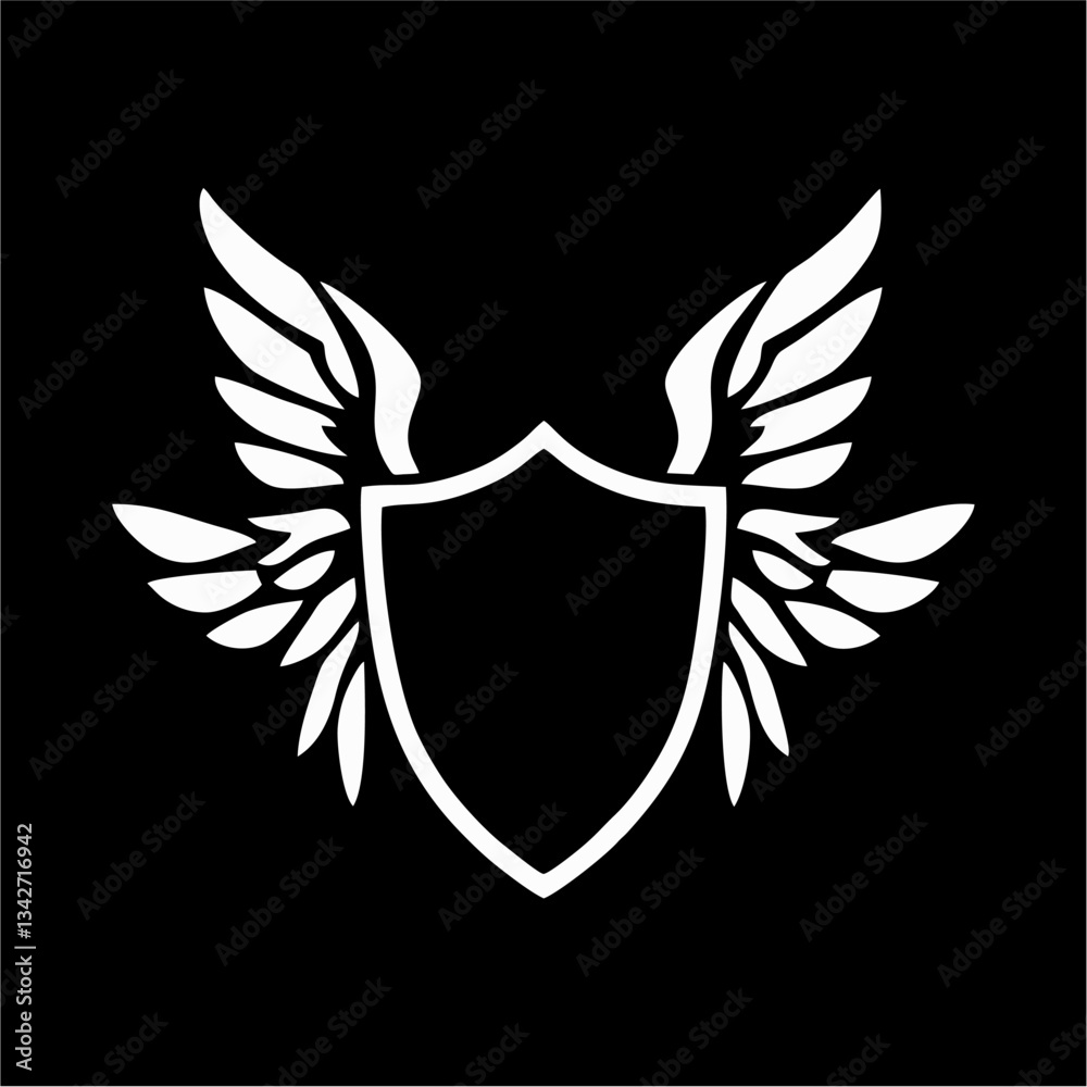 Fototapeta premium Winged shield black template