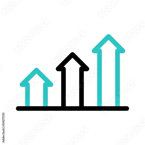 Progressive Growth Chart Upward Trending Arrow Graph Icon