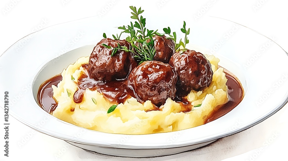 Delicious Meatballs with Creamy Mashed Potatoes and Gravy Delicious Meatballs with Creamy Mashed Potatoes and Gravy
