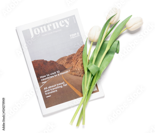 Magazine with tulips on whi...