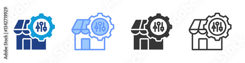 Market Fit icon set multiple style collection