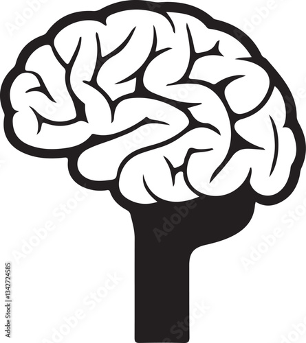 human brain with tree, different brain silhouettes in silhouette style