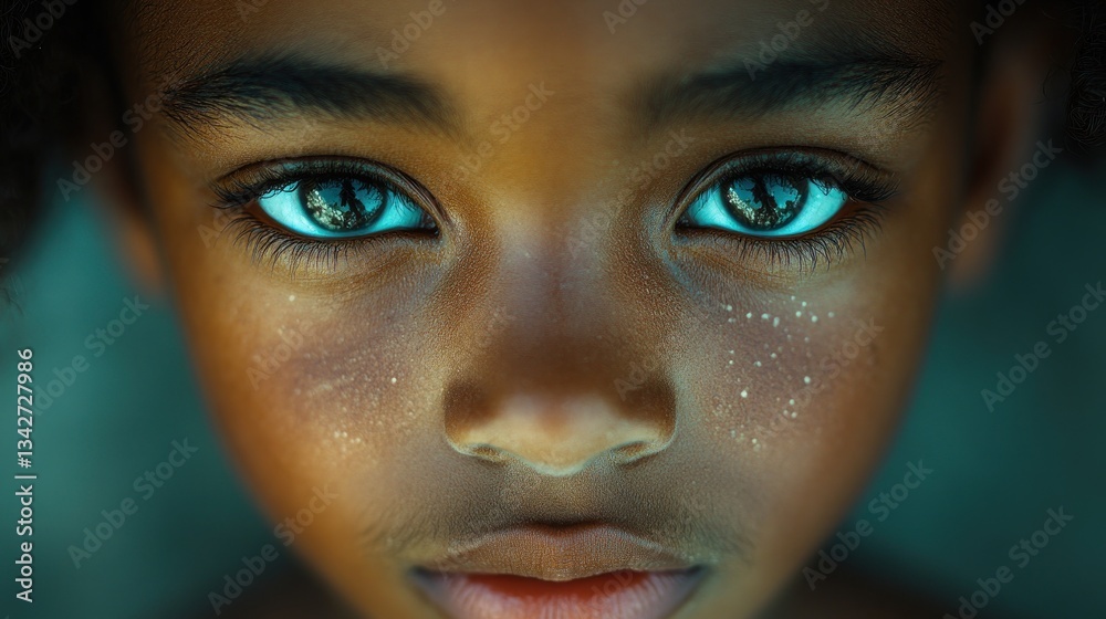 The Mystical Gaze: A Child's Eyes Reflecting Worlds Unknown