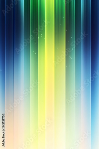 A series of vertical bands of colored light, gradients from dark blue to bright yellow and green, create a modern and dreamy visual effect