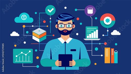 As society moves towards a more digital and interconnected future virtual data analysts will play a crucial role in managing and interpreting the vast amount of data generated.. Vector illustration