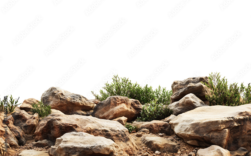 Fototapeta premium Desert Rock Formation with Sand PNG on Transparent Background