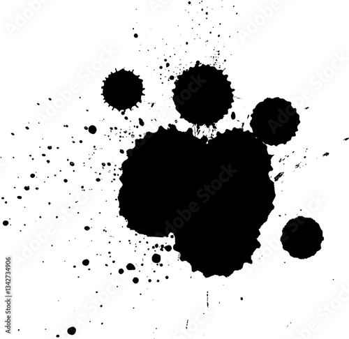 black ink brush dropped splash splatter artistic grunge graphic element