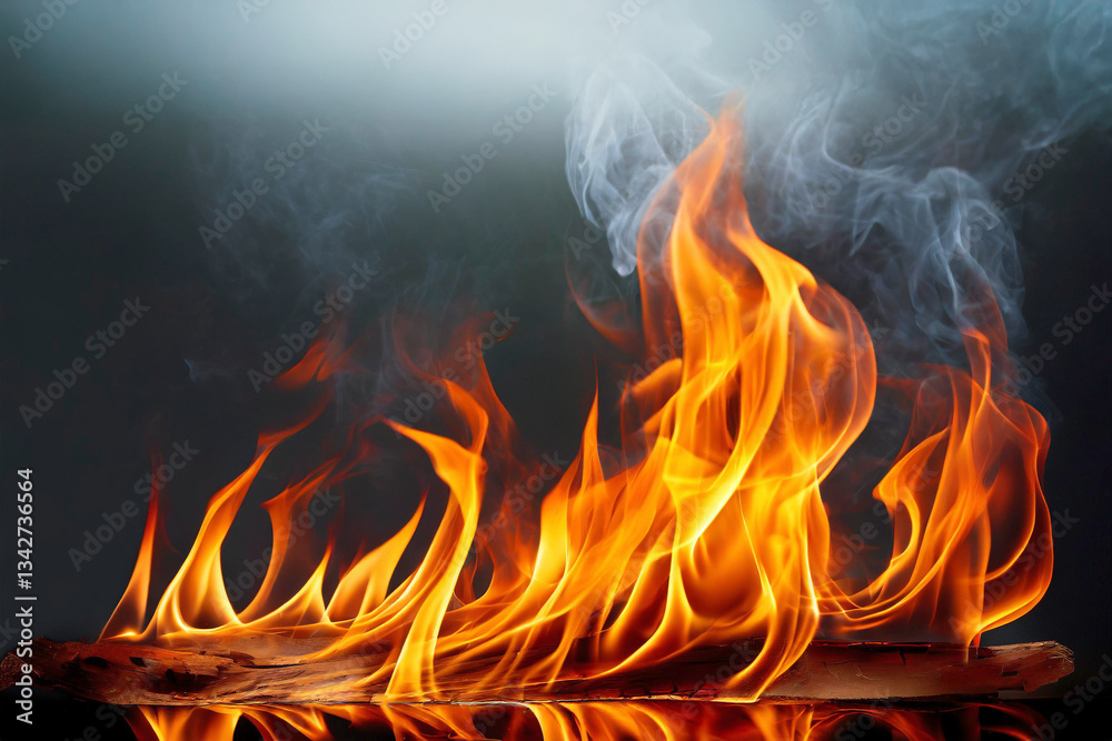 fire flames isolated on black background