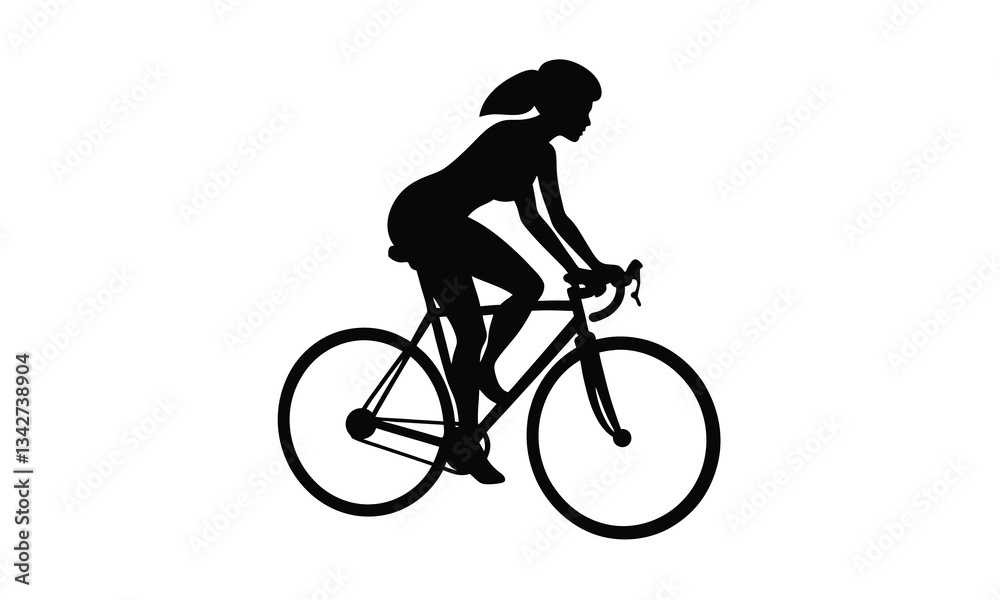Obraz premium Woman Cycling Silhouette Bicycle Sport