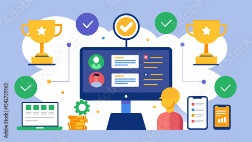 An online platform that turns data collection into a competition with points and leaderboards to motivate participants to collect and submit more highquality data.. Vector illustration