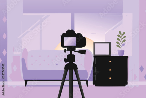 Design a vibrant YouTube banner for a daily life vlog, showcasing a cozy, aesthetically pleasing room scene with warm lighting and inviting textures.