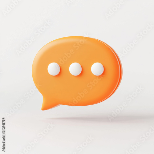 orange chat bubble with three white dots symbolizes communication and messaging. This vibrant design is perfect for digital conversations and social media