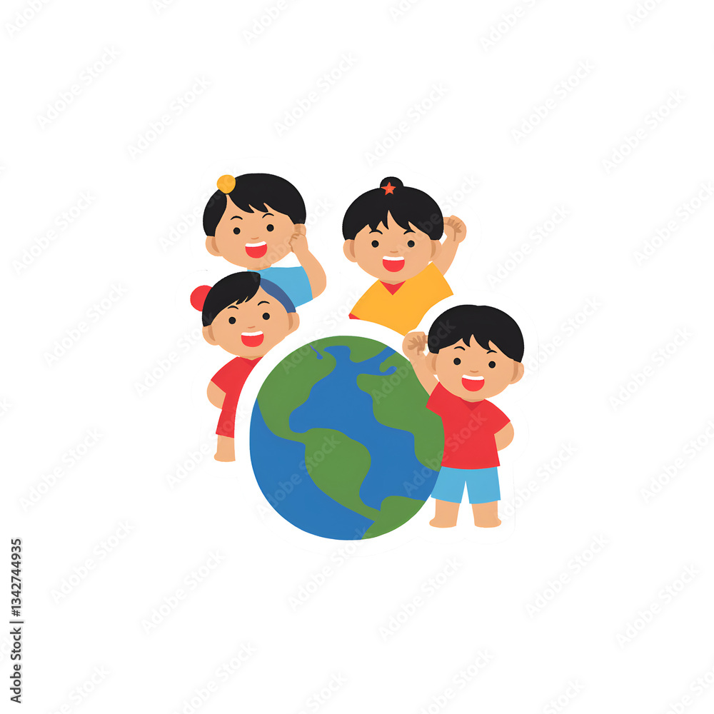 Kids Around Earth Vector: Children Illustration for Global Awareness Designs Kids Around Earth Vector: Children Illustration for Global Awareness Designs