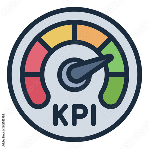 KPI filled line icon representing business performance measurement