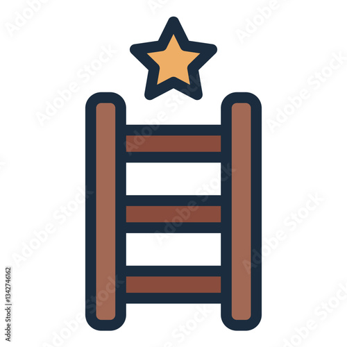 Ladder filled line icon symbolizing career growth, success, and achievement