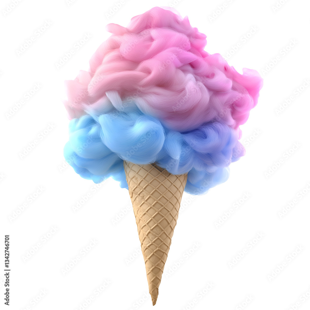 Cotton Candy Creation with Pastel Colors in a Waffle Cone Cotton Candy Creation with Pastel Colors in a Waffle Cone