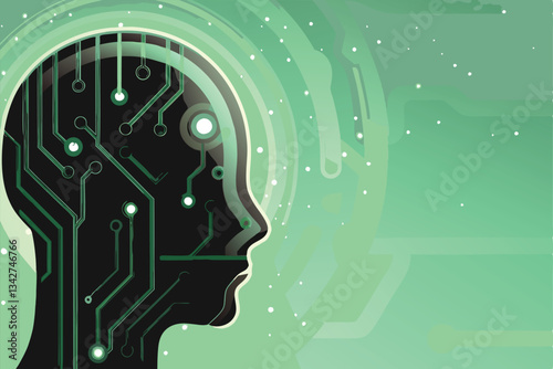 Design a futuristic banner showcasing AI and advanced technology, emphasizing a vibrant, digital human interface.  Include sleek lines and glowing elements.