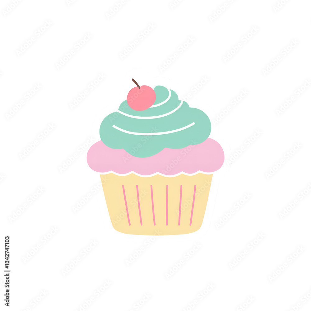 Mint Cupcake Vector: Fresh Dessert Illustration for Bakery & Cafe Designs Mint Cupcake Vector: Fresh Dessert Illustration for Bakery & Cafe Designs