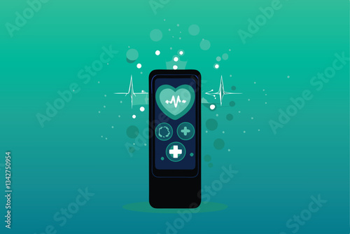 Create a clean, minimalist vector illustration of a digital health monitor displaying vital signs.  Focus on a sleek, modern design.