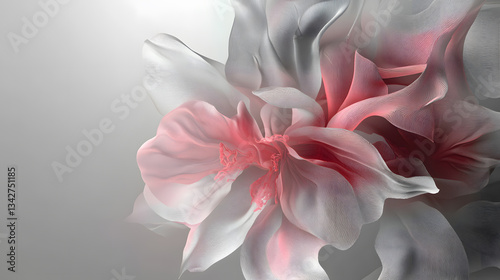 Graduated pink and grey flowers: Social media post graphic materials