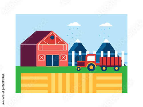 Farm environment. Ecosystem illustration. Flat vector illustration concept.
