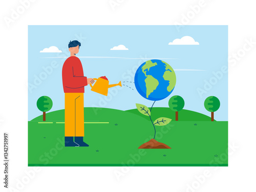 Ecosystem illustration. Flat vector illustration concept.