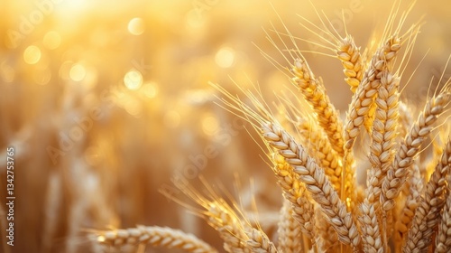 A bouquet of golden wheat stalks, symbolizing the bounty of harvest and the joyous celebration of Shavuot, bathed in the warm embrace of the sun.