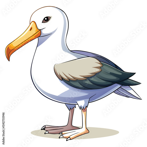 A majestic albatross in flight, showcasing its pristine white body, contrasting sharply with its black wingtips and a subtle pale pink blush on its breast.