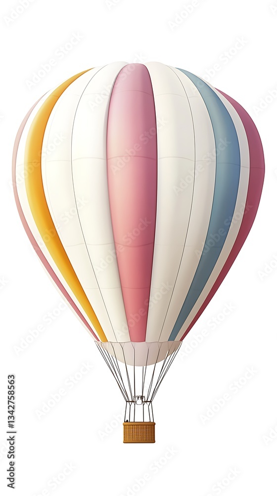 Fototapeta premium Isolated pastel hot air balloon against a plain backdrop, suitable for designs