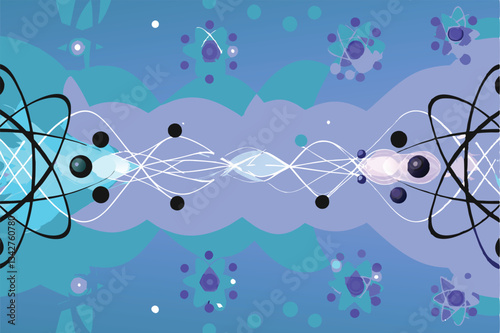 Design an abstract podcast cover featuring floating, interconnected molecules, vibrant gradients, and a futuristic, minimalist aesthetic.  Include subtle data visualizations.