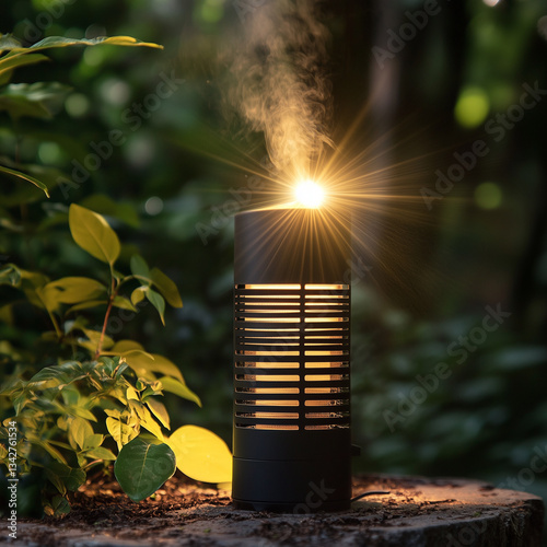 Outdoor bug zapper emitting light to attract and eliminate insects 