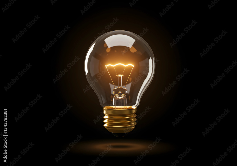 Realistic light bulb emitting warm light, ideal for design, technology, and creative applications. Realistic light bulb emitting warm light, ideal for design, technology, and creative applications.