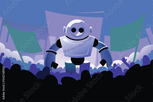 A vibrant political rally scene showcasing protestors holding banners advocating for blockchain technology adoption.  Focus on the banners and the crowd's energy.