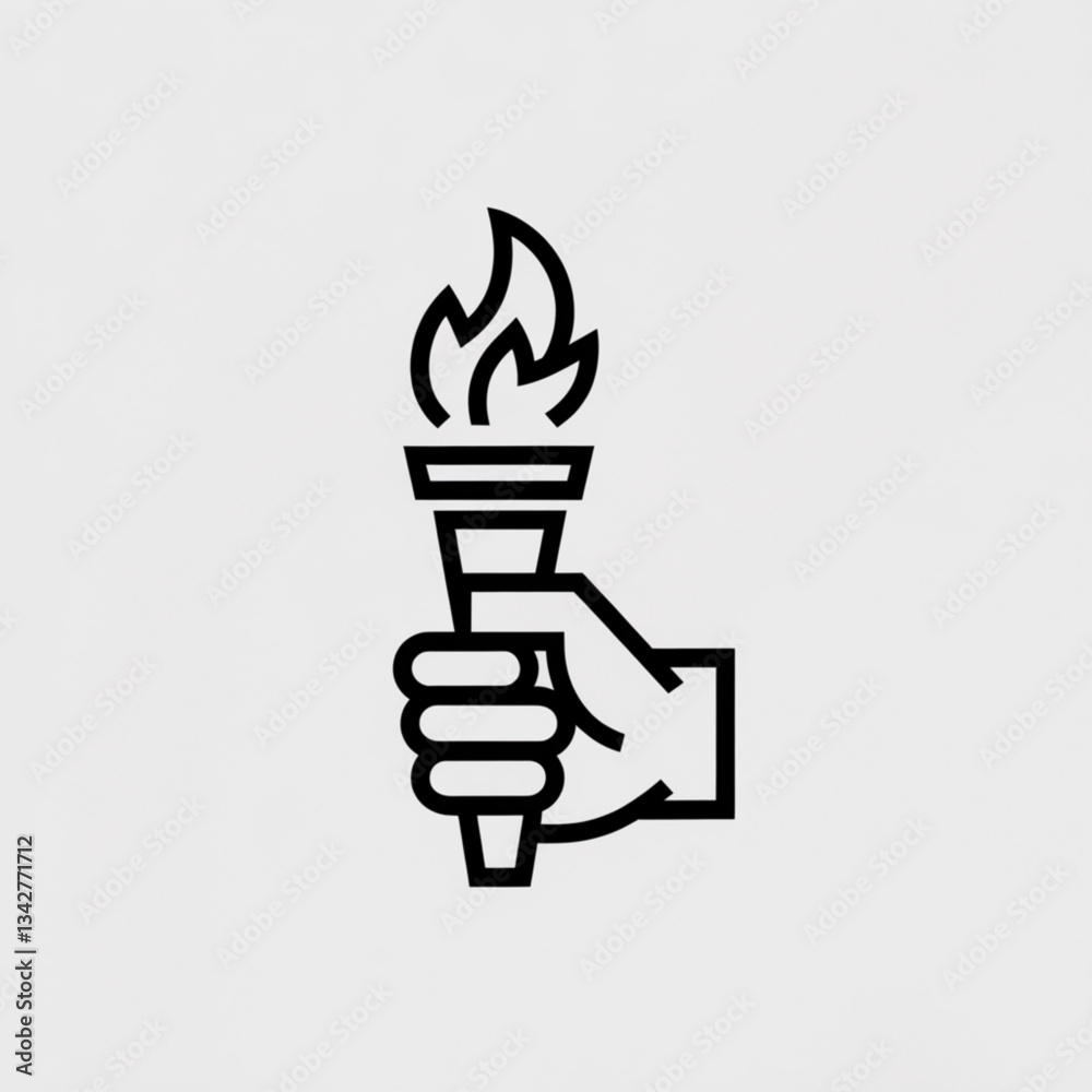 Simple vector design of a hand gripping a lit torch representing hope and power Simple vector design of a hand gripping a lit torch representing hope and power
