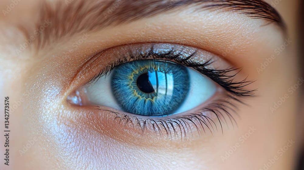 An open blue eye with eyelashes shows vision and health, representing ophthalmology An open blue eye with eyelashes shows vision and health, representing ophthalmology