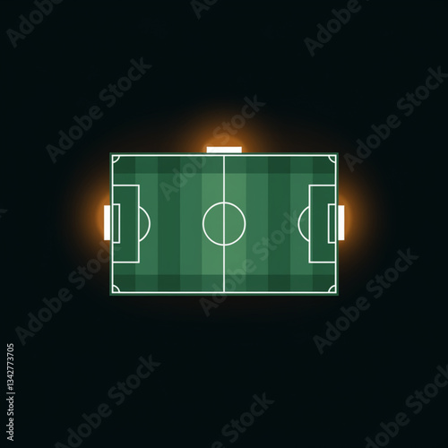 Soccer field layout with accurate line markings for match or training use