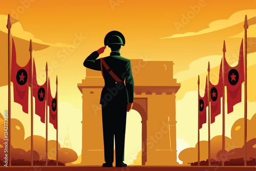 --a-soldier-saluting-in-front-of-an-iconic-monumen.eps