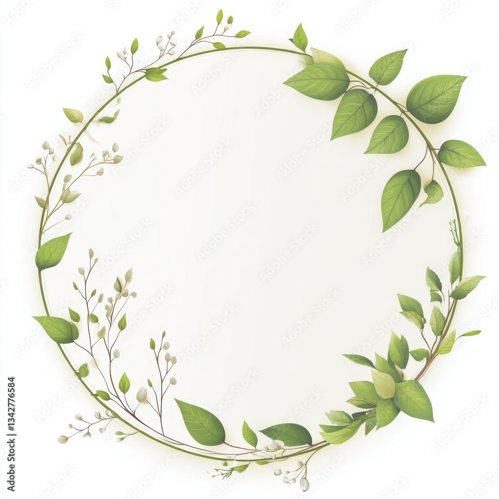 Green Leaves Circle Frame Green Leaves Circle Frame