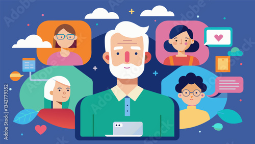 A digital art collaboration incorporating submissions from seniors using their life experiences to inspire the younger generations digital artwork.. Vector illustration